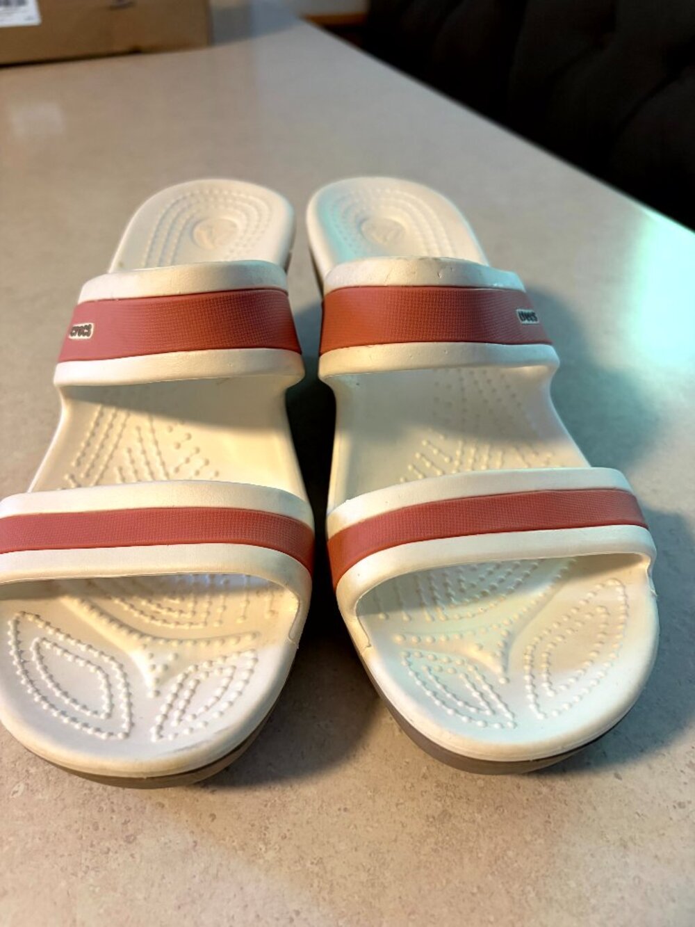 Crocs Shima Size 7 Double Strap Wedge Heels Sandals Comfort Open Toe Slip On